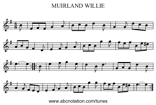 MUIRLAND WILLIE - staff notation