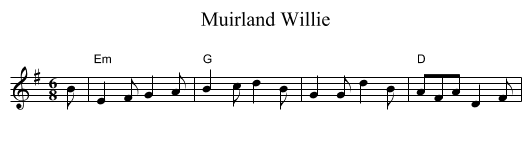 Muirland Willie - staff notation