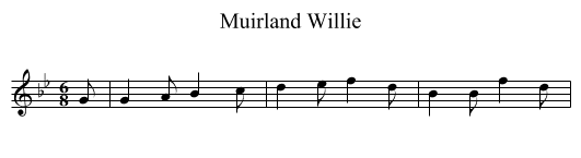 Muirland Willie - staff notation