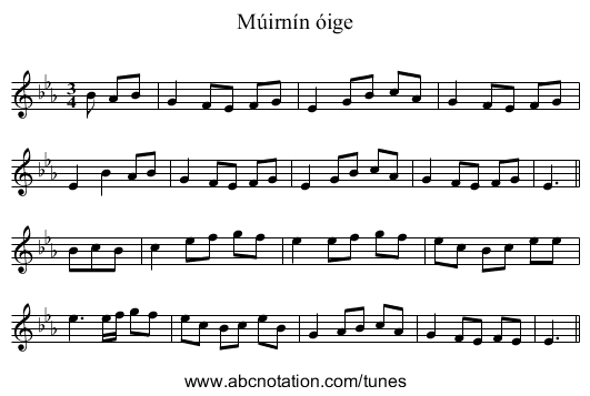 Múirnín óige - staff notation