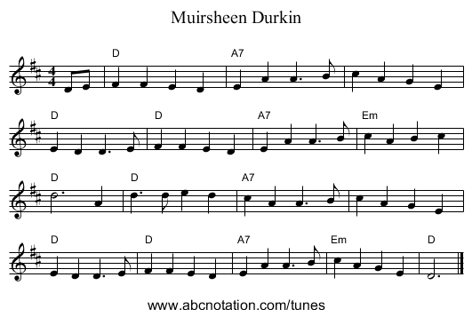 Muirsheen Durkin - staff notation