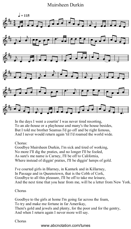 Muirsheen Durkin - staff notation