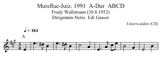 Muisflue-Juiz. 1991  A-Dur  ABCD - staff notation