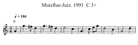 Muisflue-Juiz. 1991  C 3+ - staff notation