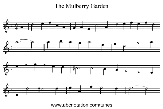 Mulberry Garden, The - staff notation