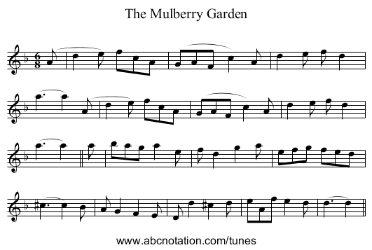 Mulberry Garden, The - staff notation