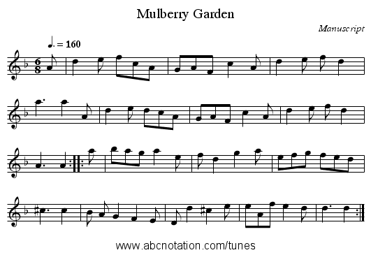 Mulberry Garden - staff notation