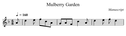 Mulberry Garden - staff notation