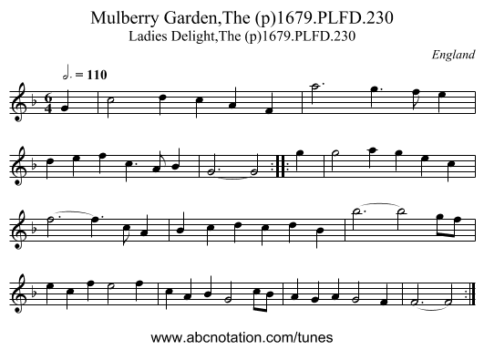 Mulberry Garden,The (p)1679.PLFD.230 - staff notation
