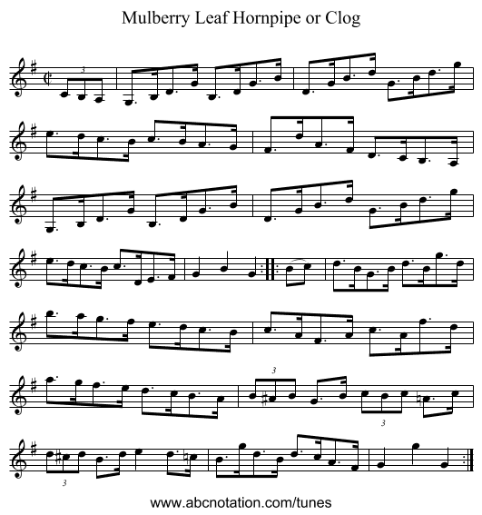 Mulberry Leaf Hornpipe or Clog - staff notation