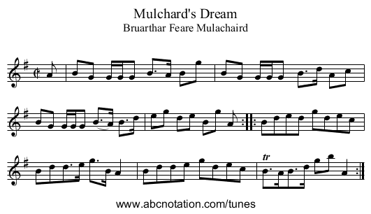 Mulchard's Dream - staff notation