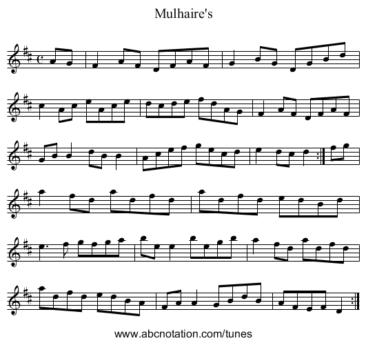 Mulhaire's - staff notation