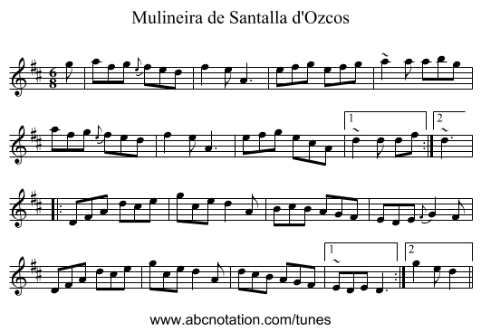 Mulineira de Santalla d'Ozcos - staff notation