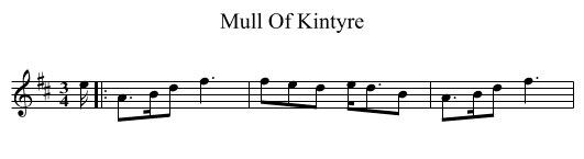 Mull Of Kintyre - staff notation