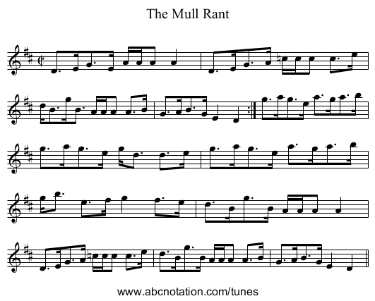 Mull Rant, The - staff notation