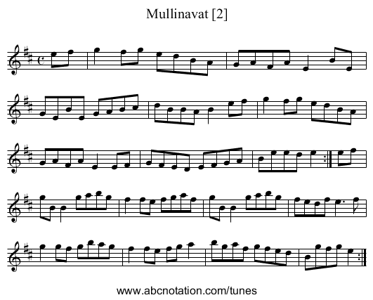 Mullinavat [2] - staff notation