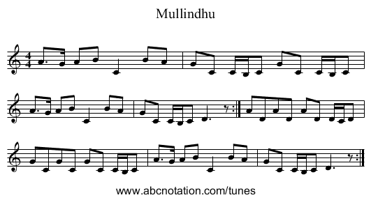 Mullindhu - staff notation