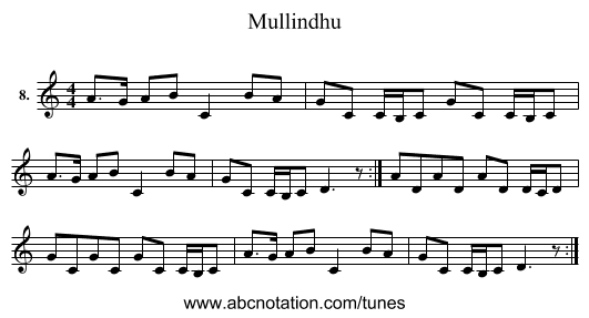 Mullindhu - staff notation