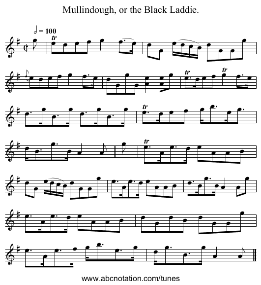 Mullindough, or the Black Laddie. - staff notation