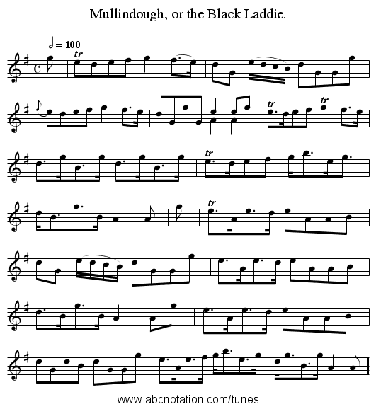 Mullindough, or the Black Laddie. - staff notation