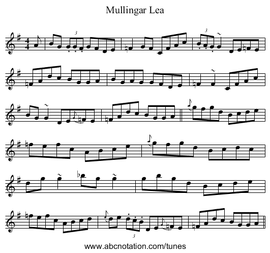 Mullingar Lea - staff notation
