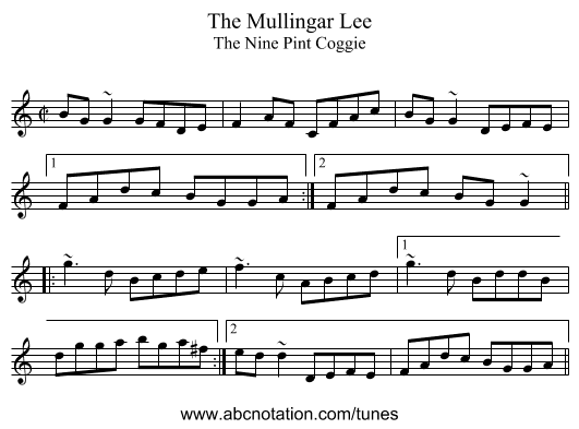 Mullingar Lee, The - staff notation