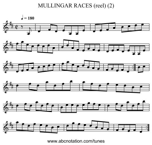 MULLINGAR RACES (reel) (2) - staff notation