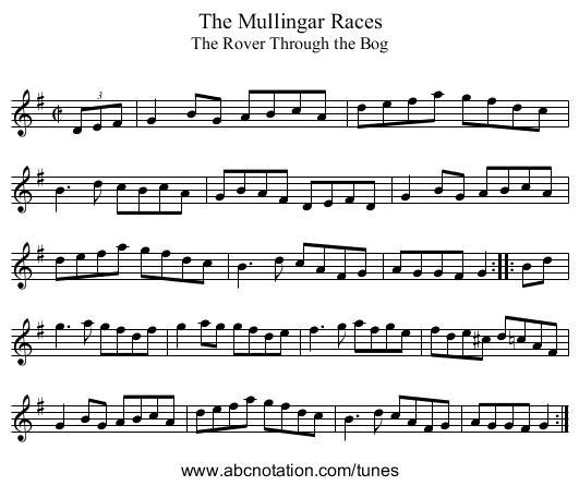 Mullingar Races, The - staff notation