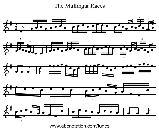 Mullingar Races, The - staff notation