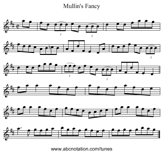 Mullin's Fancy - staff notation