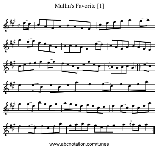 Mullin's Favorite [1] - staff notation