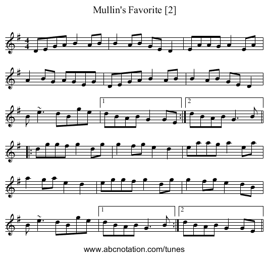 Mullin's Favorite [2] - staff notation