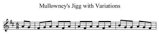 Mullowney's Jigg with Variations - staff notation
