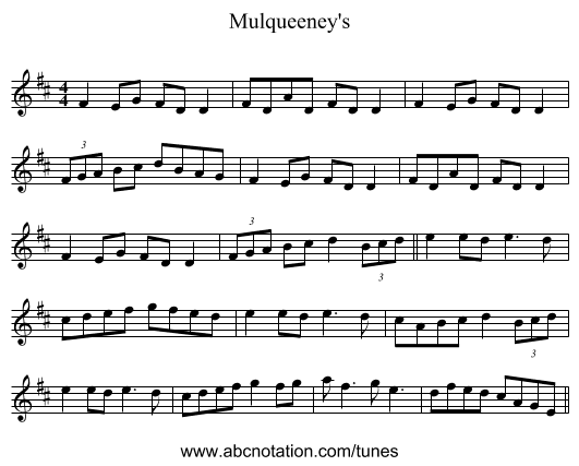 Mulqueeney's - staff notation