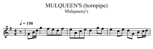 MULQUEEN'S (hornpipe) - staff notation