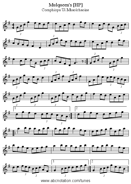 Mulqueen's [HP] - staff notation