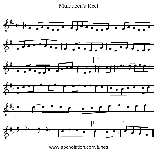Mulqueen's Reel - staff notation
