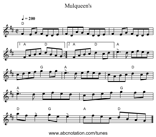Mulqueen's - staff notation