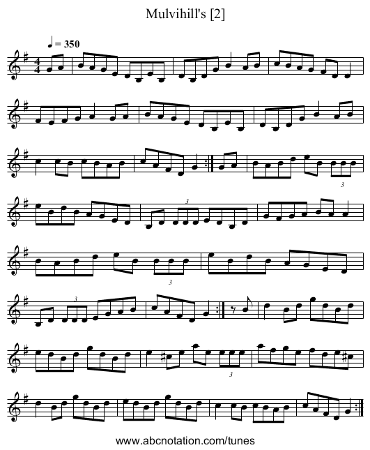 Mulvihill's [2] - staff notation