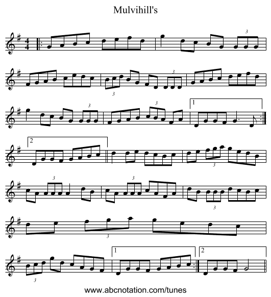 Mulvihill's - staff notation