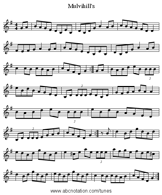 Mulvihill's - staff notation