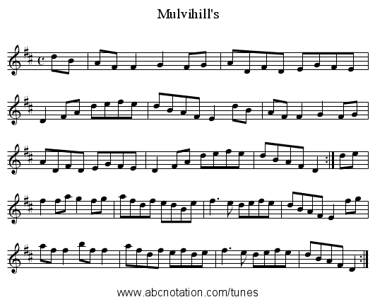 Mulvihill's - staff notation