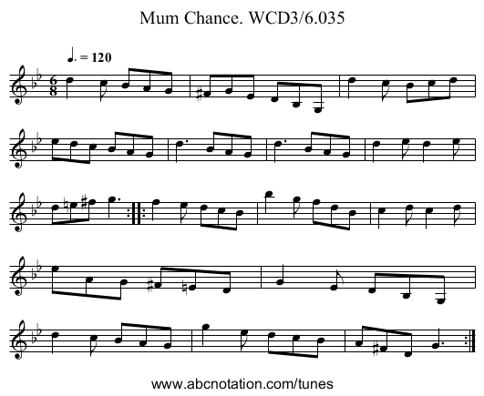 Mum Chance. WCD3/6.035 - staff notation