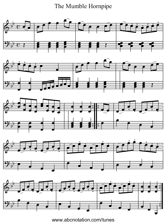 Mumble Hornpipe, The - staff notation