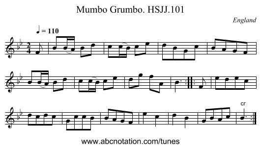 Mumbo Grumbo. HSJJ.101 - staff notation