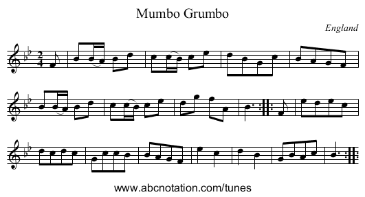 Mumbo Grumbo - staff notation