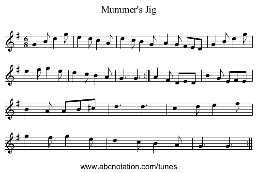 Mummer's Jig - staff notation