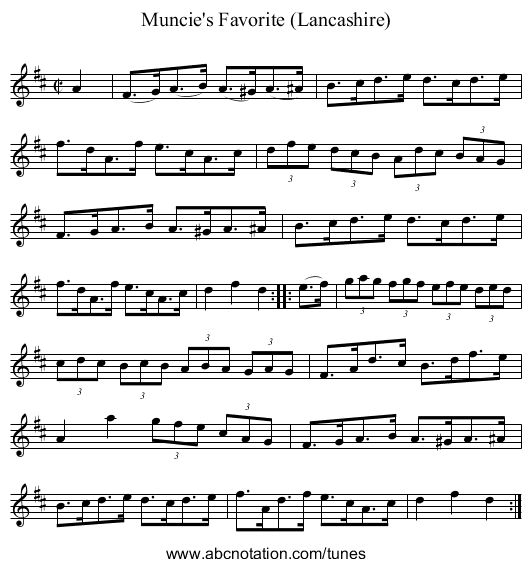 Muncie's Favorite (Lancashire) - staff notation