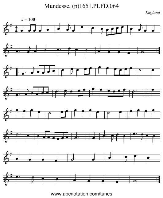 Mundesse. (p)1651.PLFD.064 - staff notation