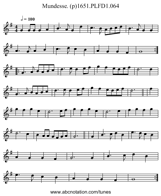 Mundesse. (p)1651.PLFD1.064 - staff notation